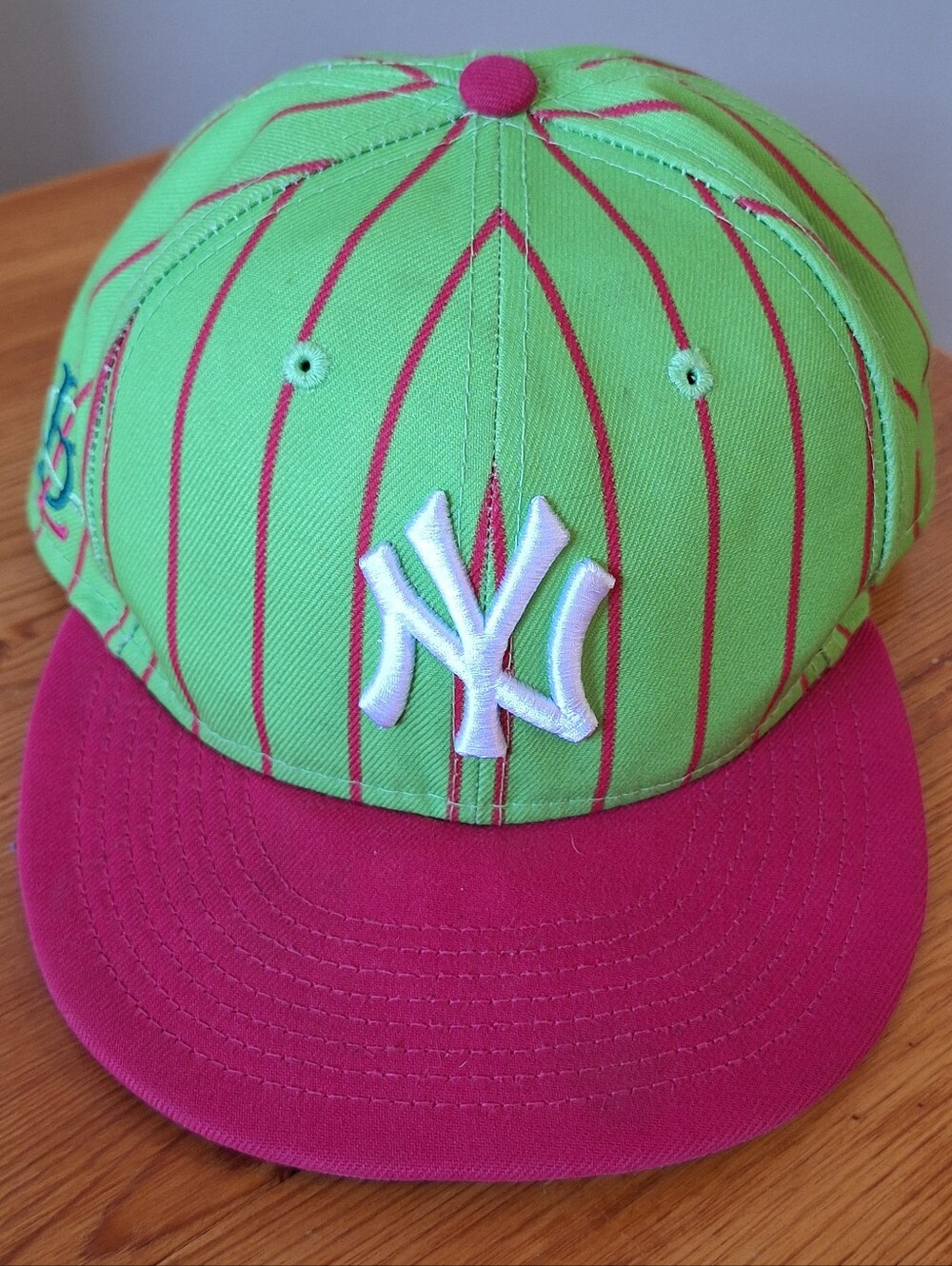 Yankees Neon Green and Pink Baseball Cap with White Embroidered Logo